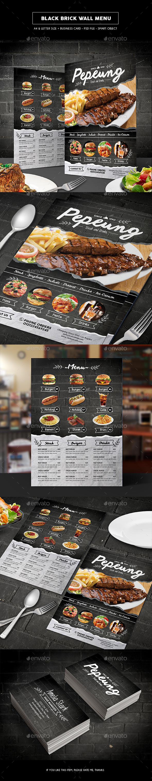 Black Brick Wall Menu by arifpoernomo GraphicRiver