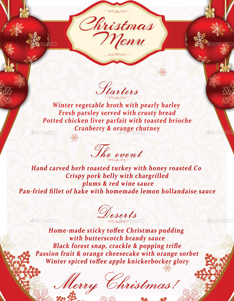 Christmas Menu Template by oloreon GraphicRiver