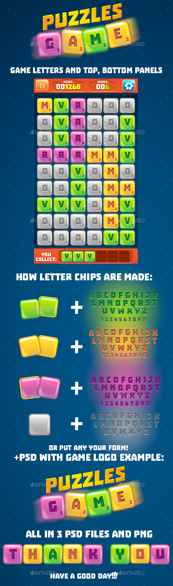 Letter Tiles Puzzle Game Set by ververver GraphicRiver