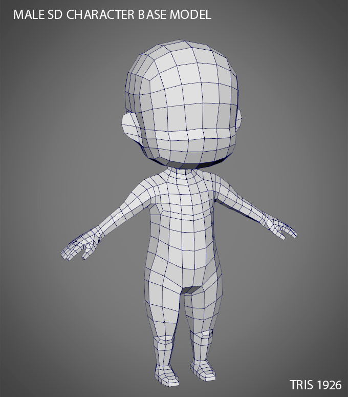 Male SD Character Base Low Poly Model by hirakyou 3DOcean