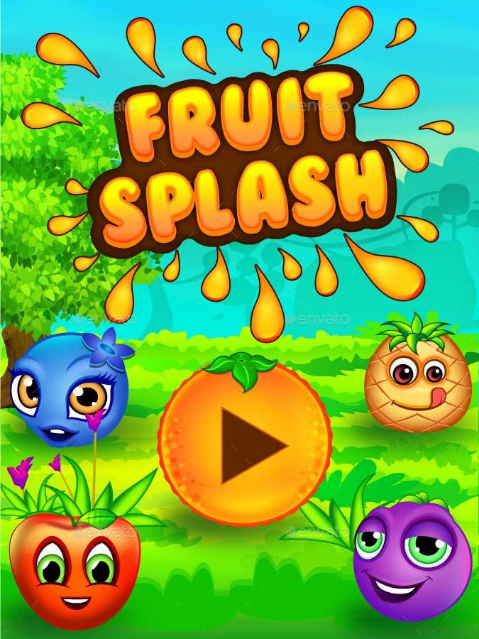 Fruit Splash Fruit Heroes Puzzle Game UI Kit, Game Assets GraphicRiver