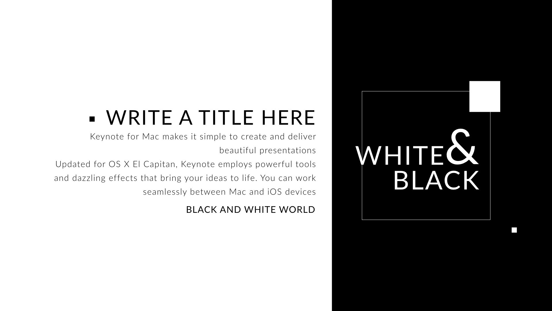 Black & White Clean Keynote Template, Presentation Templates