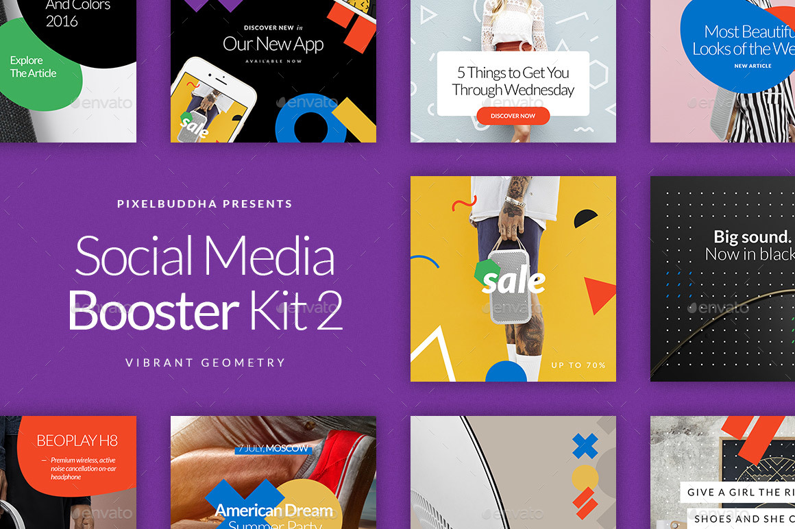 Social Media Booster Kit 2 Instagram, Twitter & Facebook Templates by
