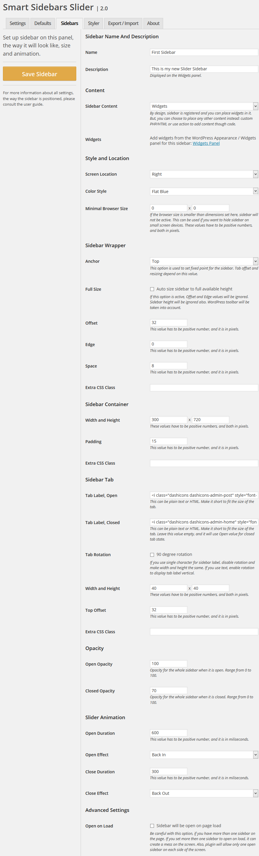 Smart Sidebars Slider Plugin for WordPress by SMARTPlugins CodeCanyon
