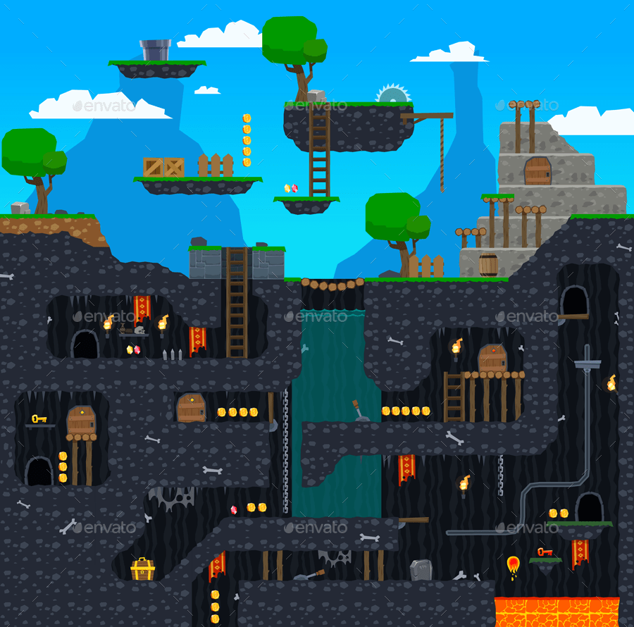 2D Game Platformer Tileset by Puslatronik GraphicRiver