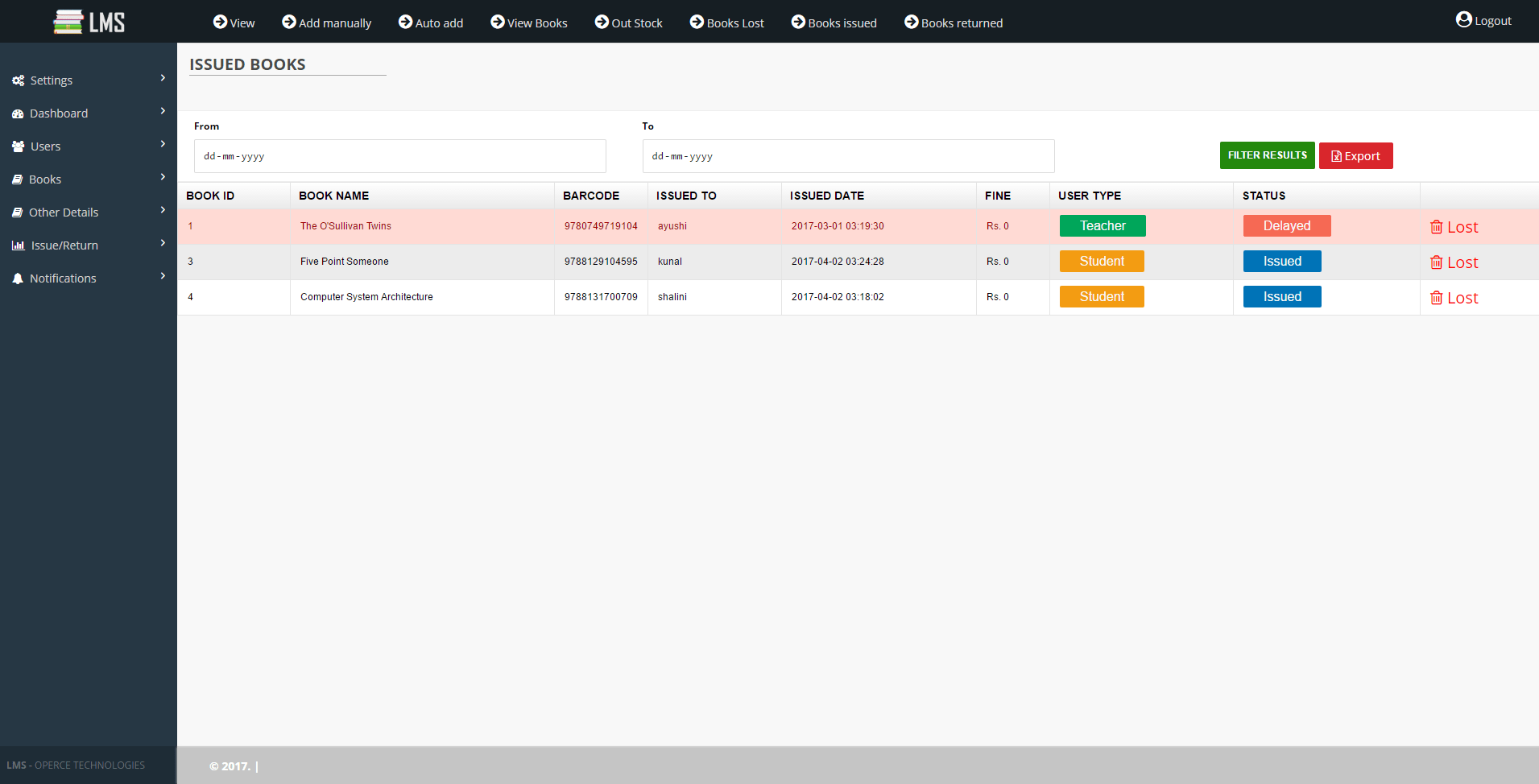 Library Management System Ui Design