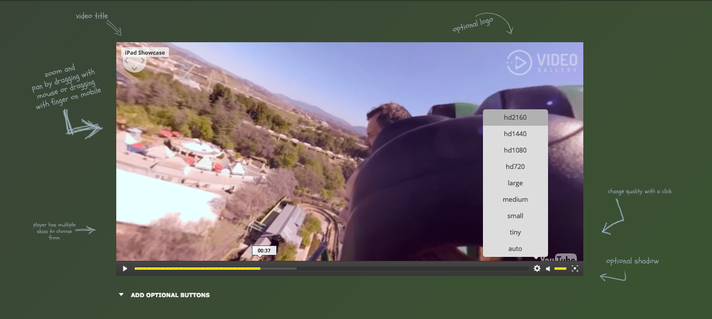 360 Video Player Premium with Quality changer and Playlist DZS by ZoomIt