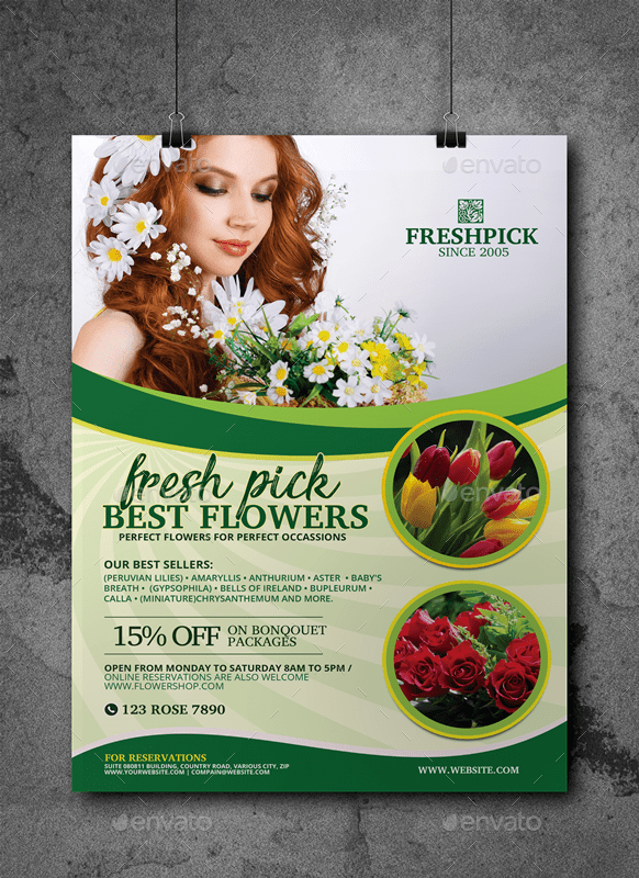Flower Shop Poster, Print Templates GraphicRiver