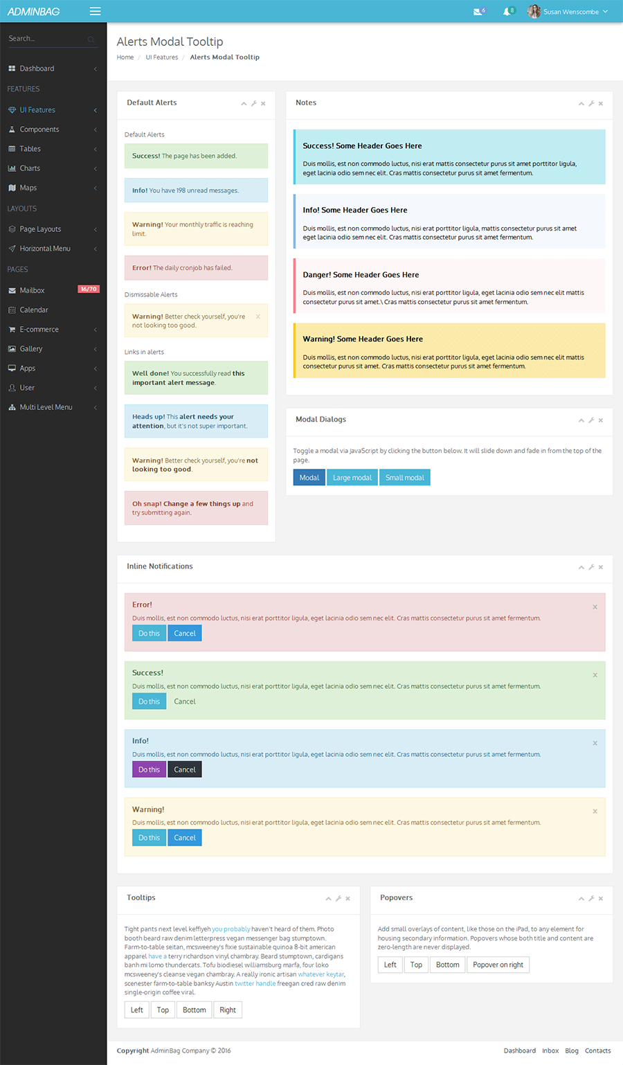 Admin bag Admin Responsive Template & Dashboard by bittyfox ThemeForest