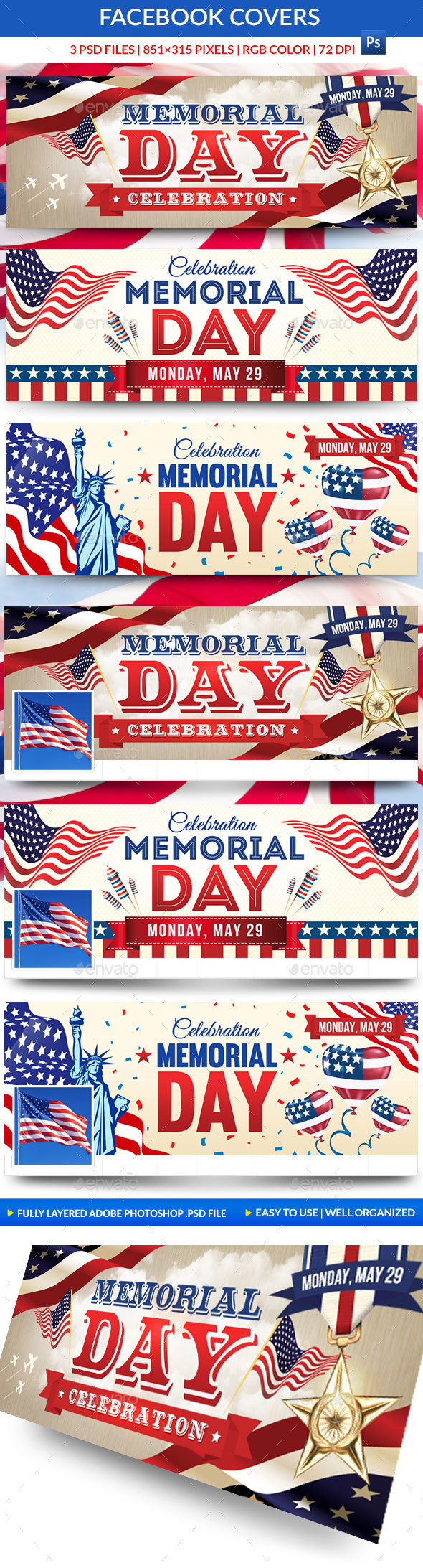 Memorial Day Facebook Covers by Briell GraphicRiver