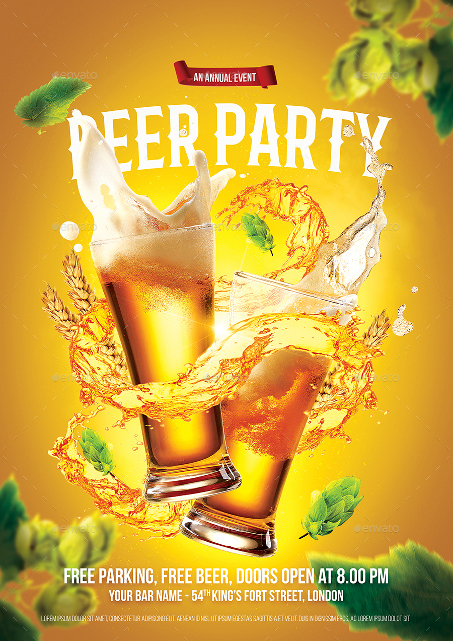 Beer Party Flyer, Print Templates GraphicRiver