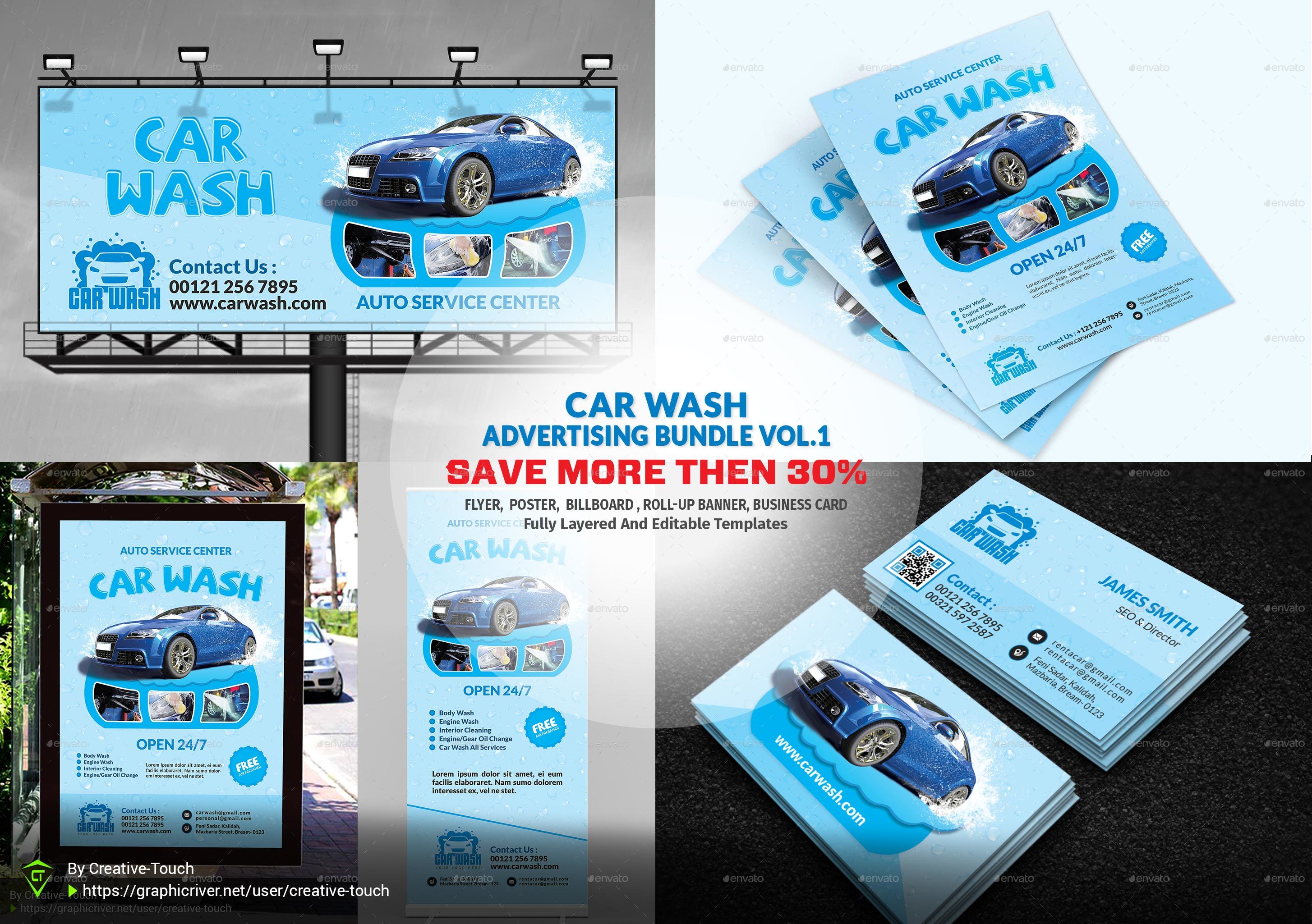 Car Wash Advertising Bundle Vol.2, Print Templates GraphicRiver