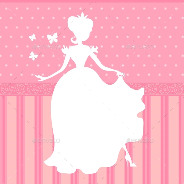 Retro Vector Pink Background with Princess by MicrovOne GraphicRiver