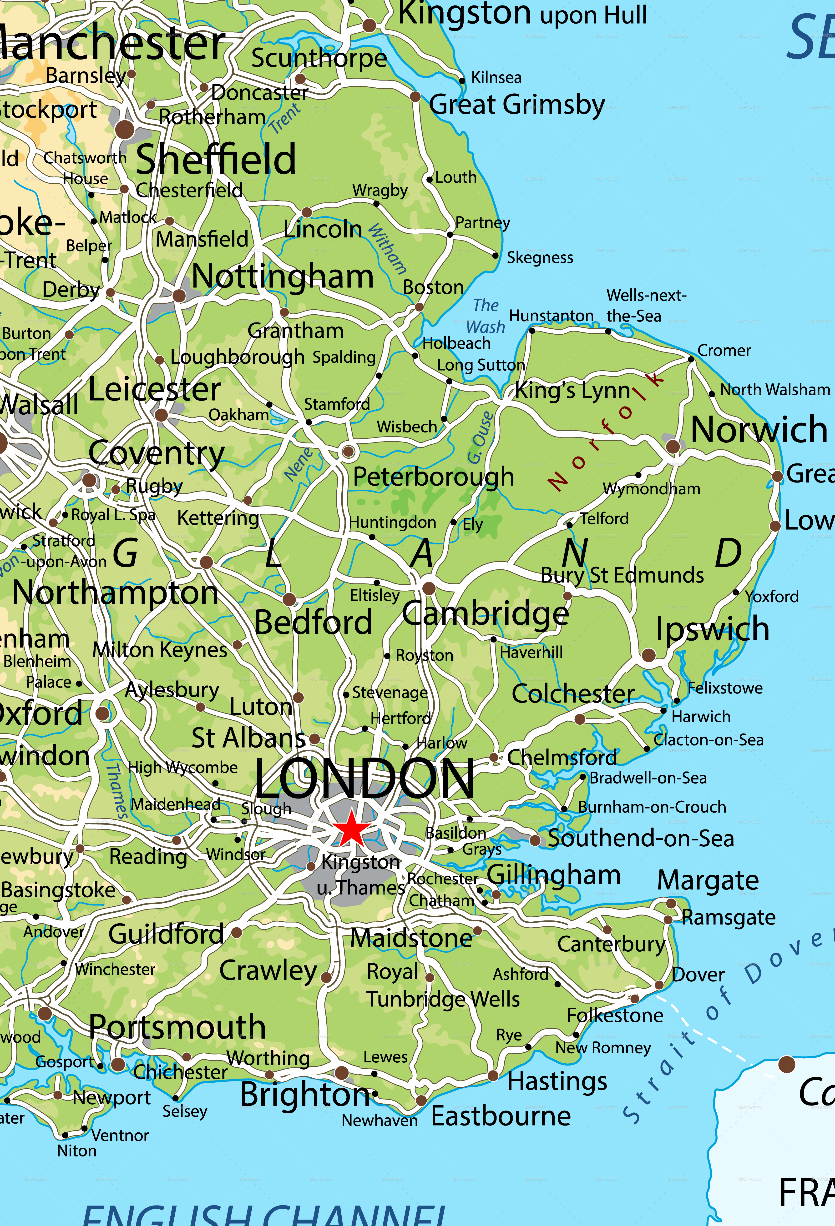 United Kingdom Physical Map Freeworldmaps.net
