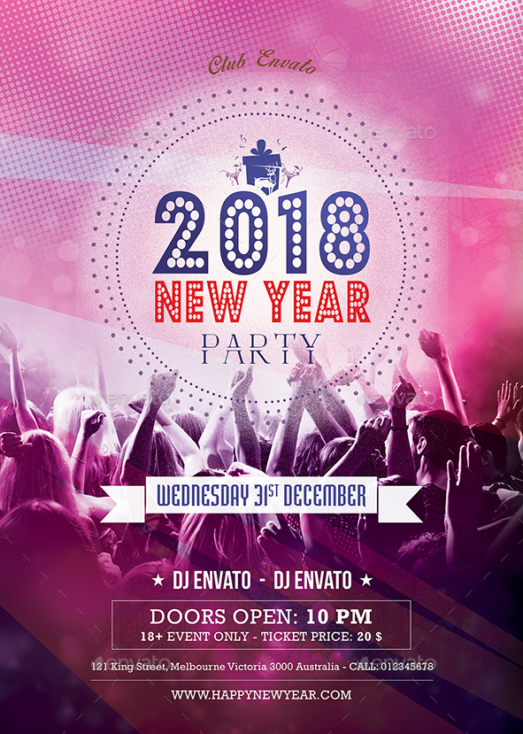 2018 New Year Party Flyer Poster vol.2 by graphiceremre GraphicRiver