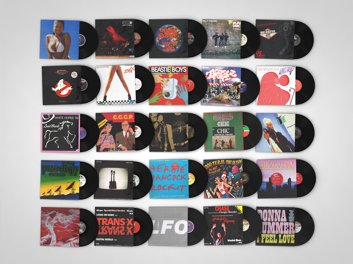 50 Vinyl Records Stack Rigged by AG4T 3DOcean