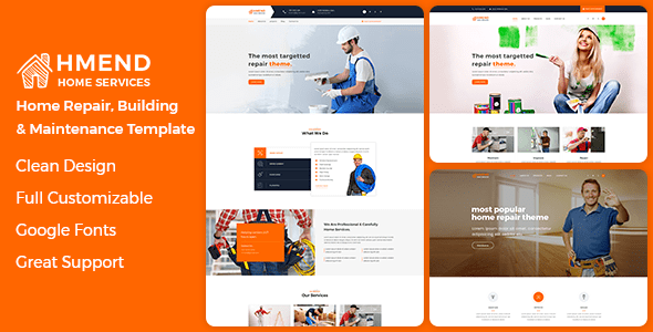 Hmend Home Maintenance, Repair Service HTML Template by PrimeThemes