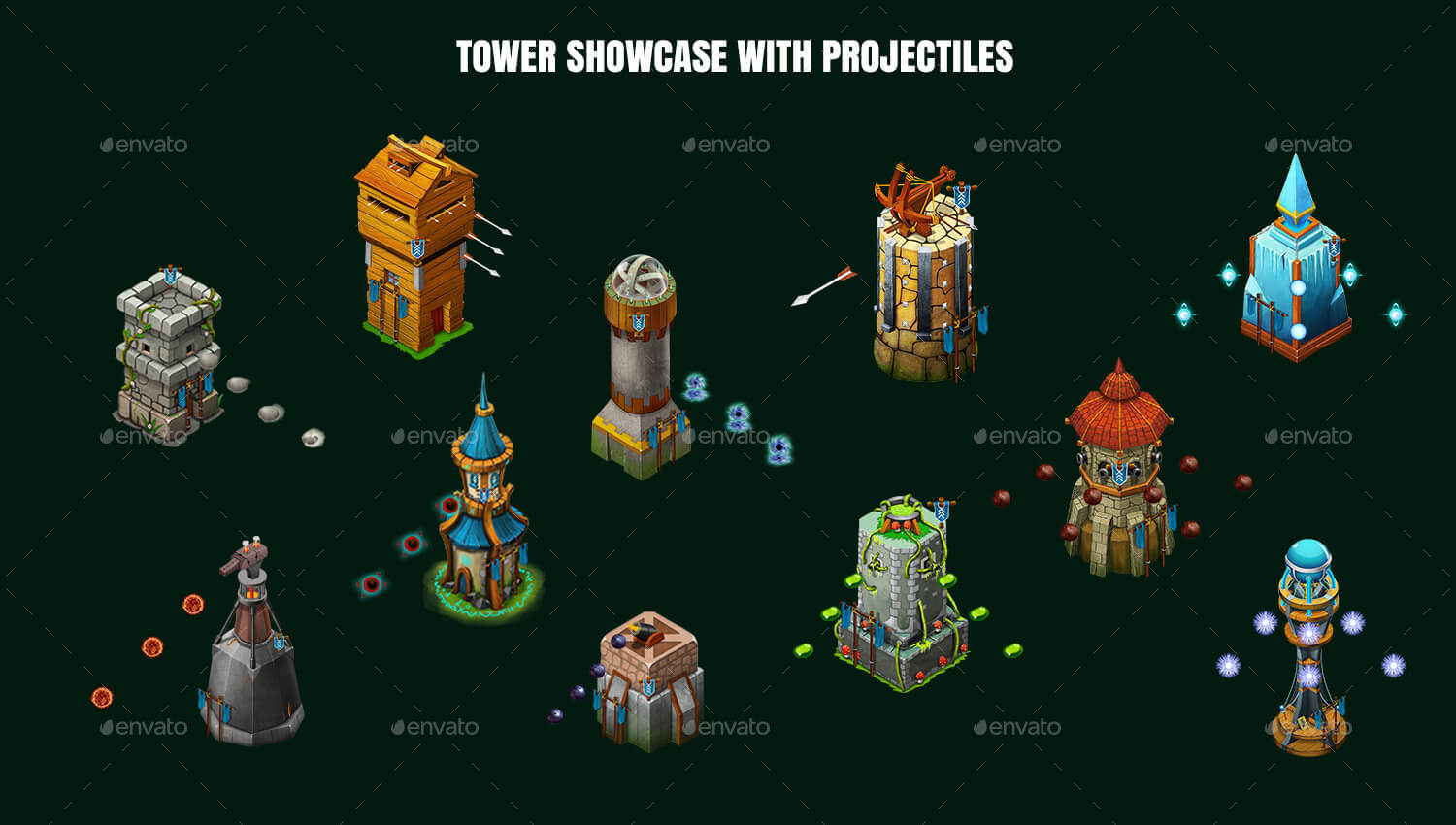 Isometric Tower Defense Game Kit Pack Sprites