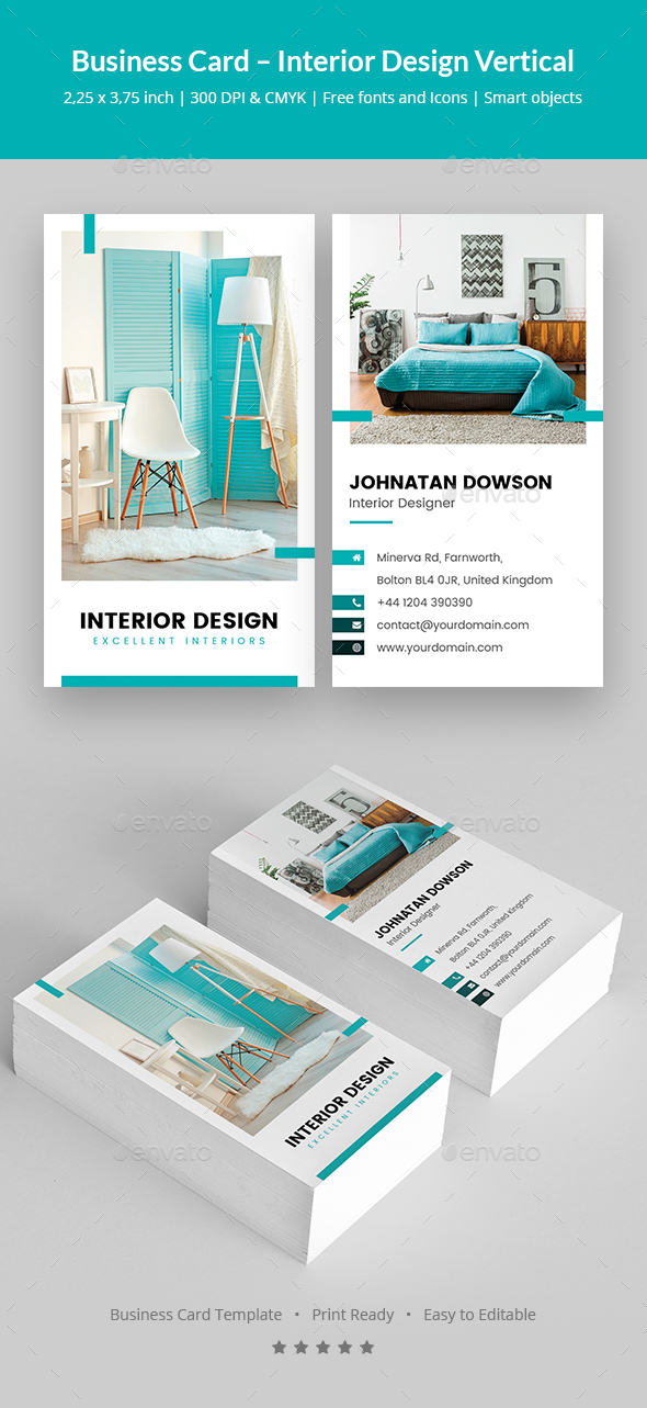 Business Card Interior Design Vertical by artbart GraphicRiver