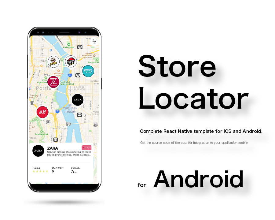 Store Locator Complete React Native template for iOS and