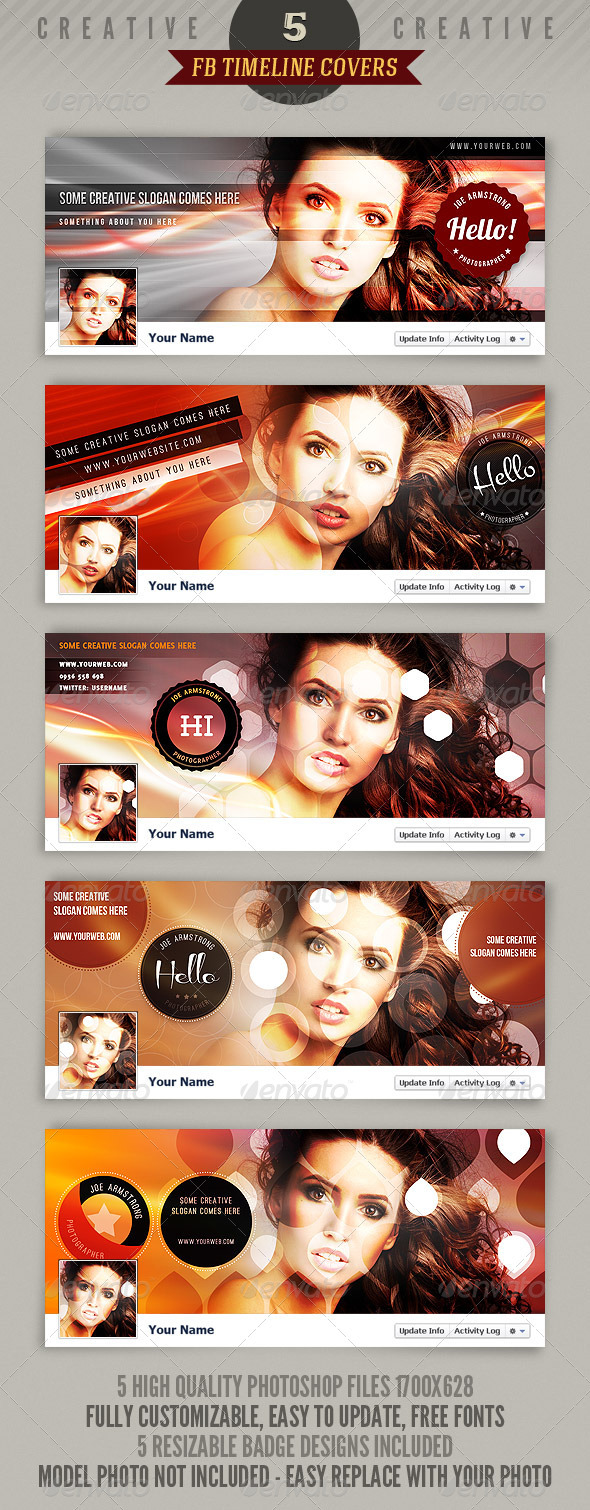 5 Creative Facebook Timeline Covers by cruzine GraphicRiver