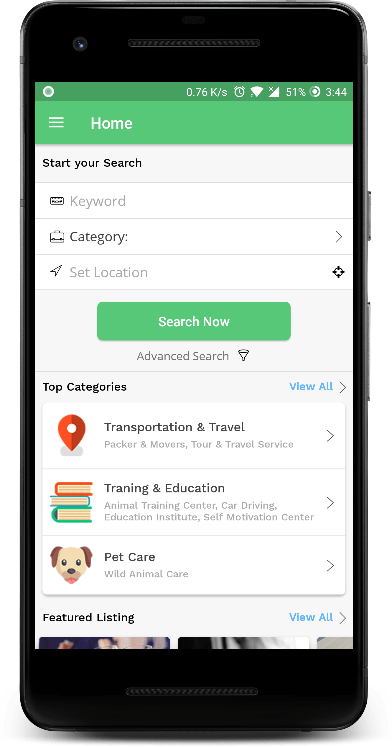 Listingo Service Providers, Business Finder Android Native App by tregix