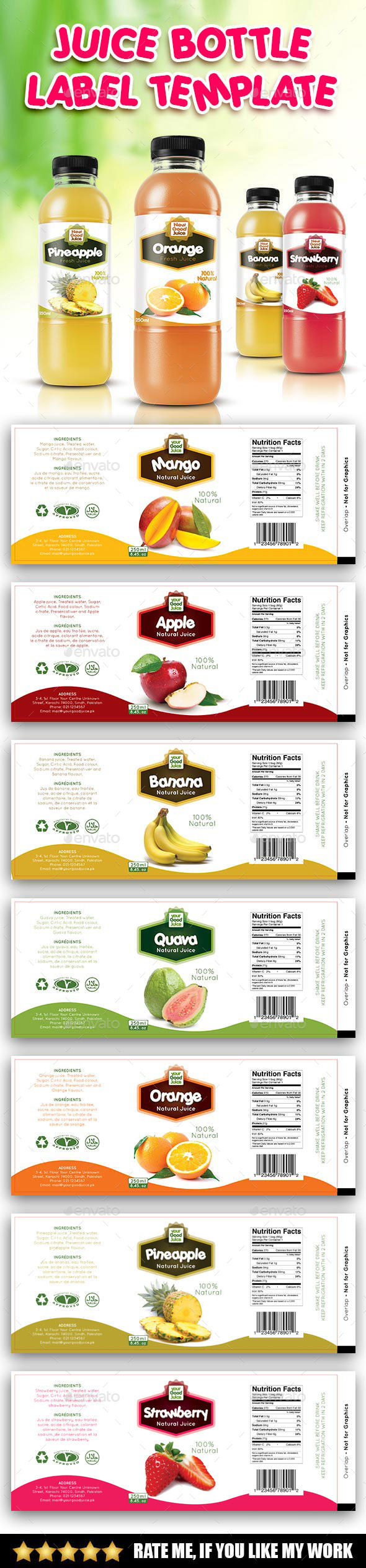 Juice Bottle Label Template by Artsignz GraphicRiver