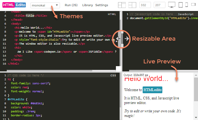 HTMLEdito HTML, CSS, JavaScript Live Editor by apaCara CodeCanyon