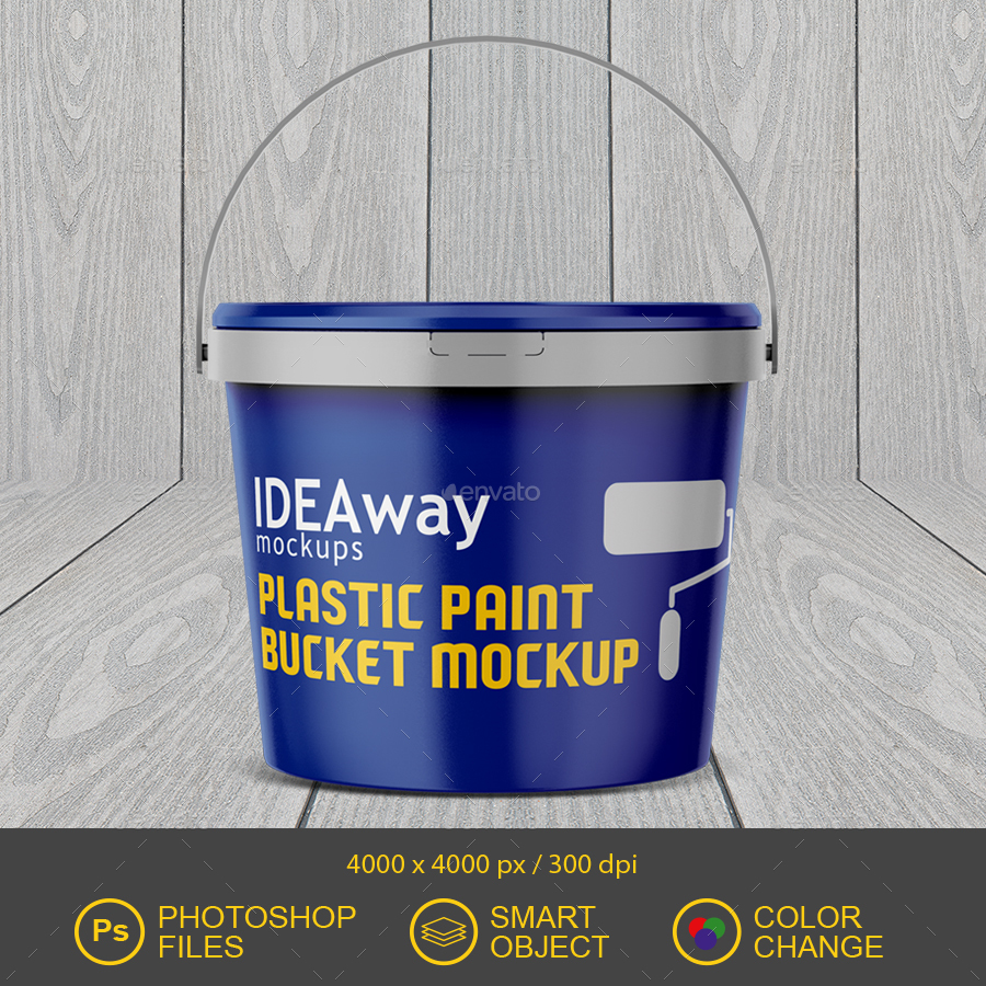 Plastic Paint Bucket Mockup, Graphics GraphicRiver