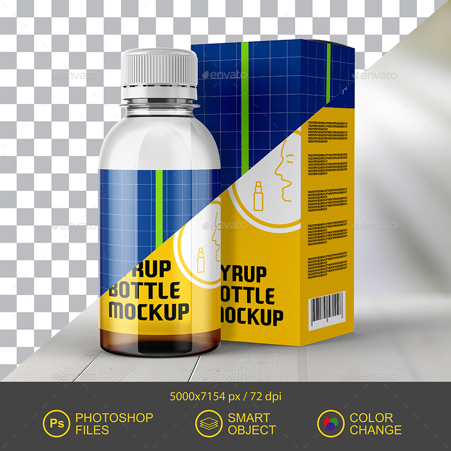 Syrup Bottle Box Mockup, Graphics GraphicRiver