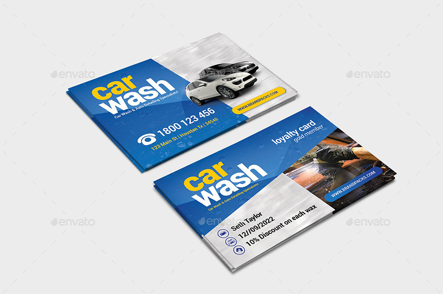 Car Wash Business / Loyalty Card, Print Templates GraphicRiver