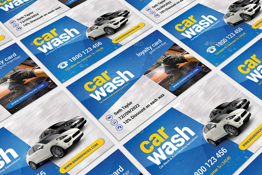 Car Wash Business / Loyalty Card, Print Templates GraphicRiver