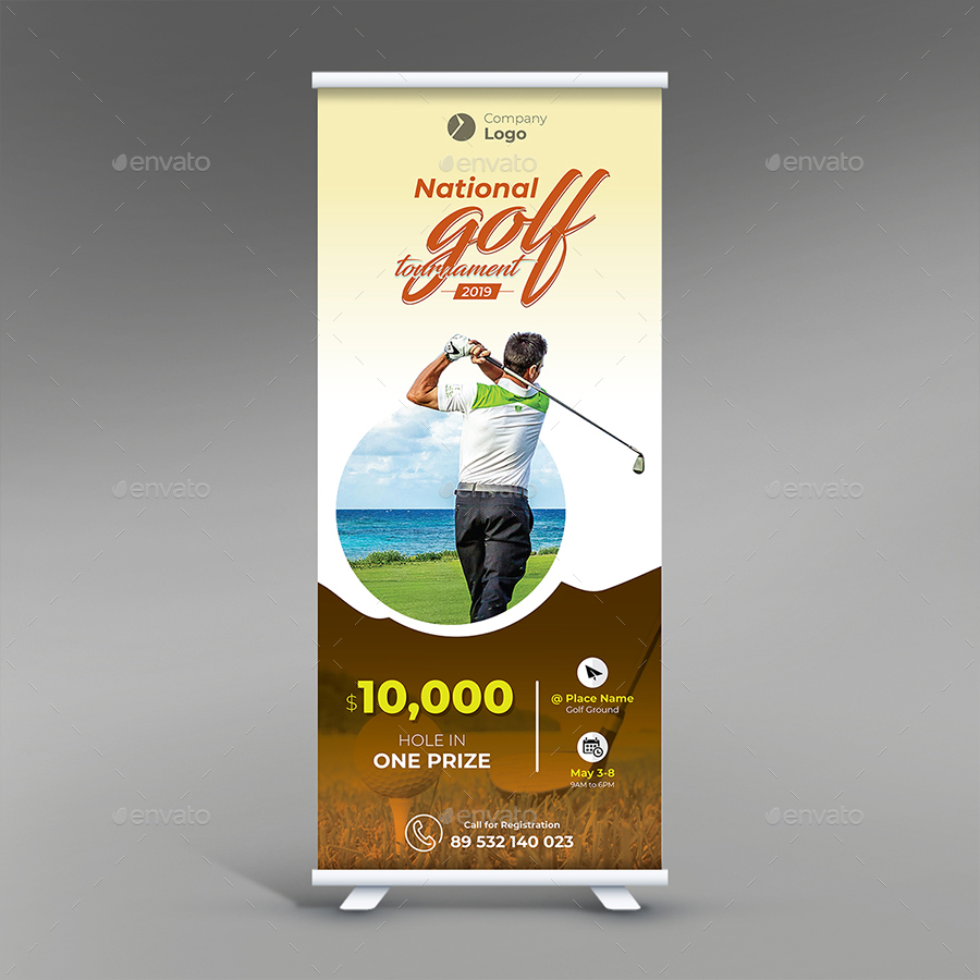 Golf Tournament Roll Up Banner, Print Templates GraphicRiver