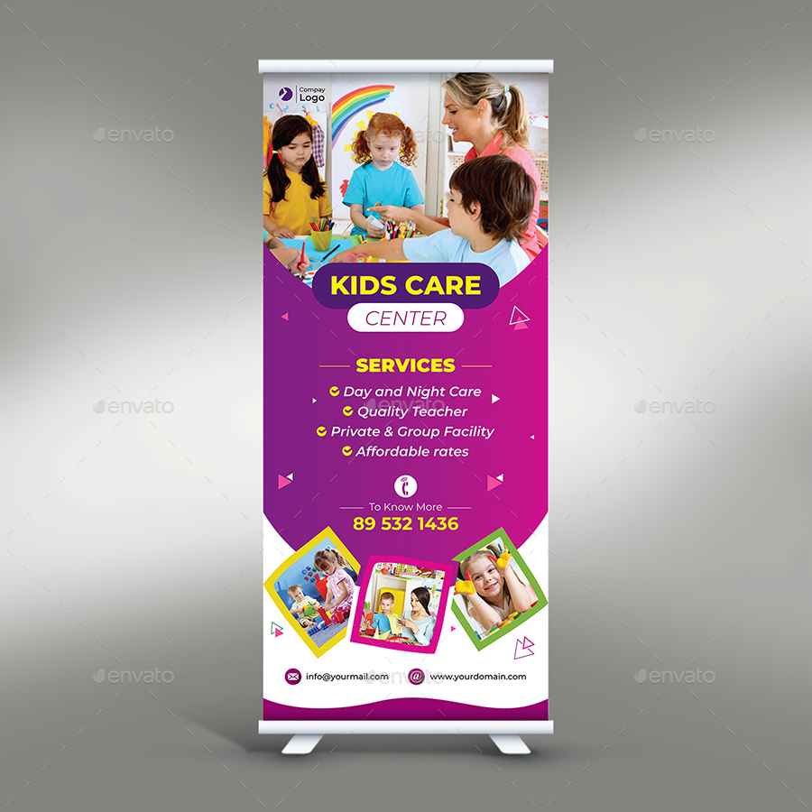 Kids Care Roll Up Banner, Print Templates GraphicRiver