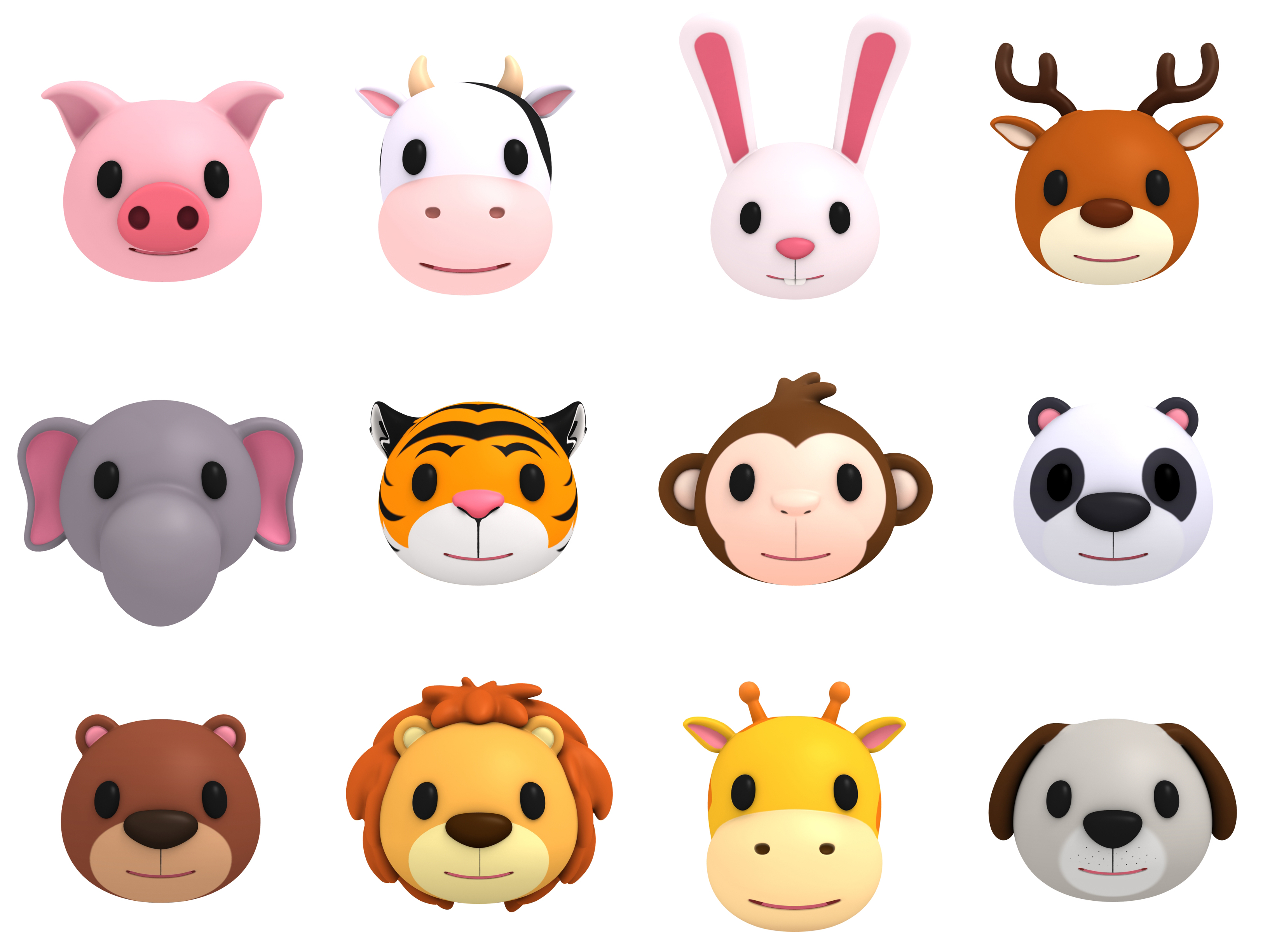 Cartoon Animal Head Pack by BariaCG 3DOcean