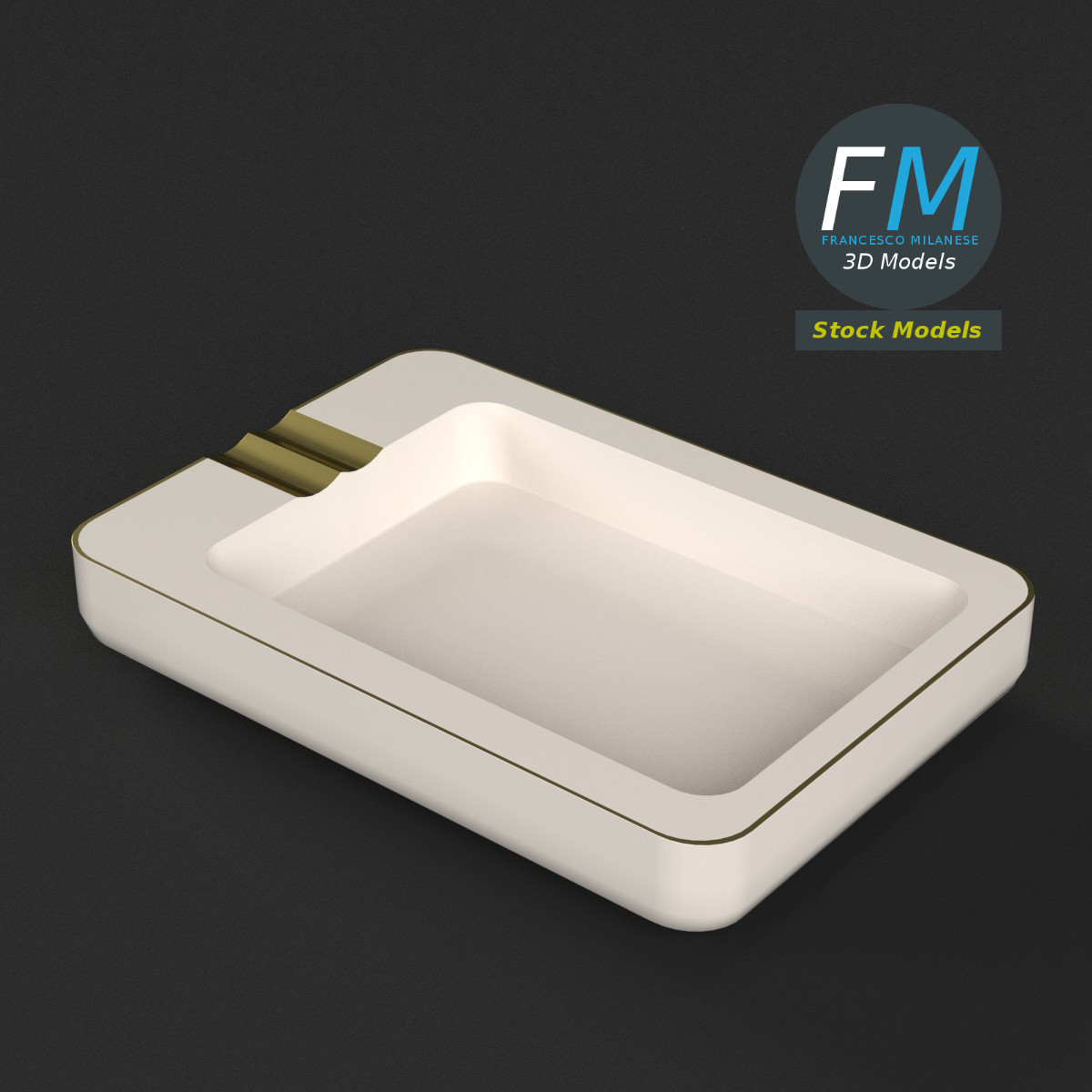 Rectangular ceramic ashtray by 3DOcean