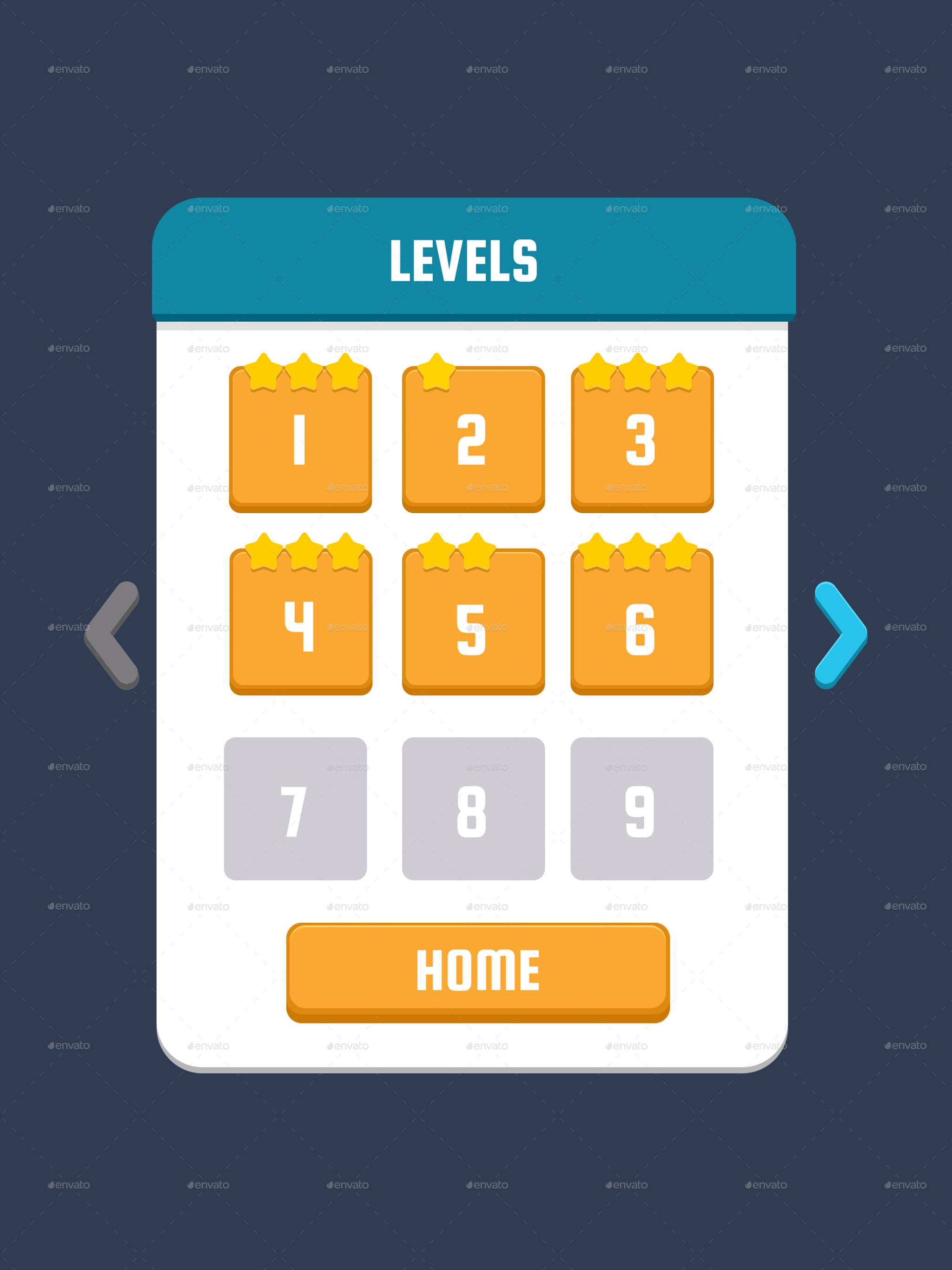 Flat Game UI Pack 2 Caual & Hyper Casual Game, Game Assets GraphicRiver