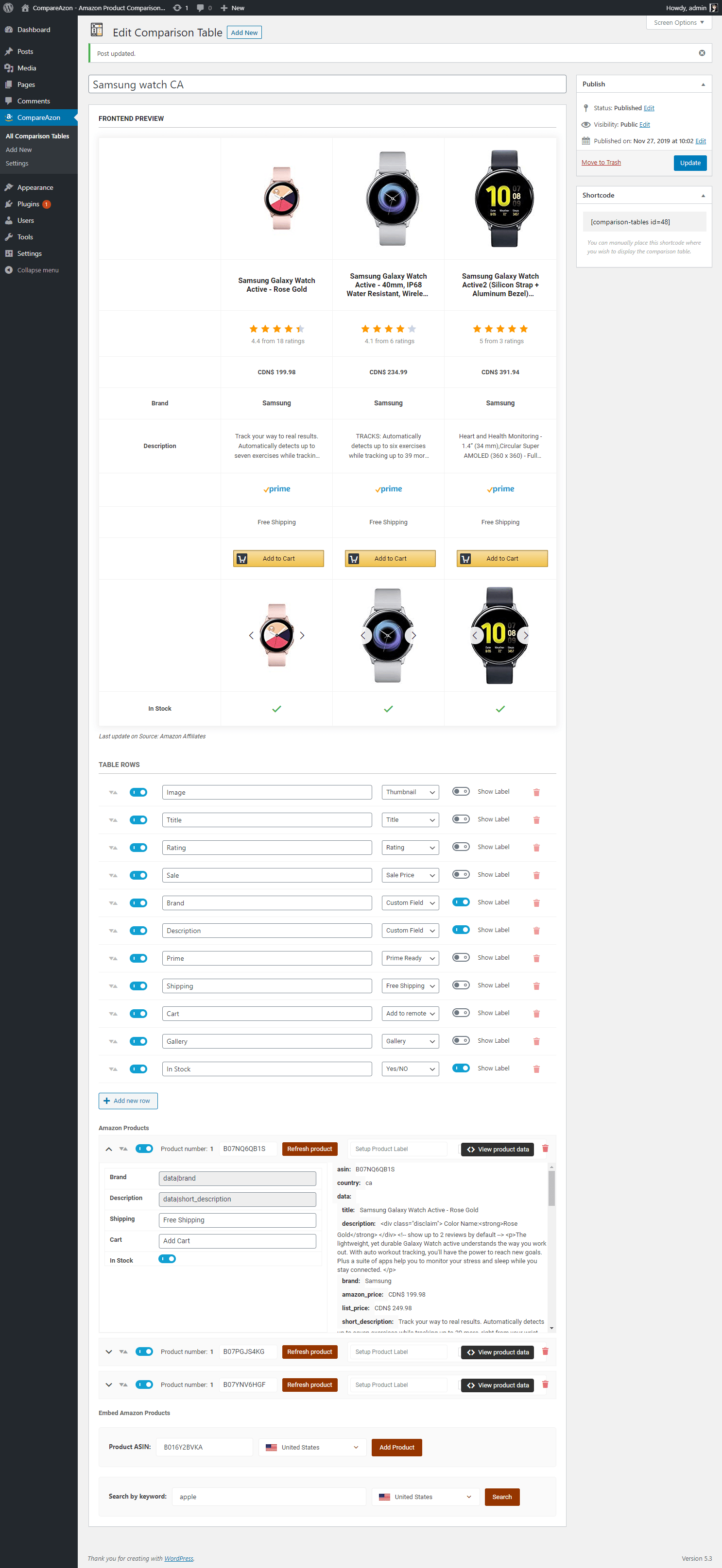 CompareAzon Amazon Product Comparison Tables by AATeam CodeCanyon