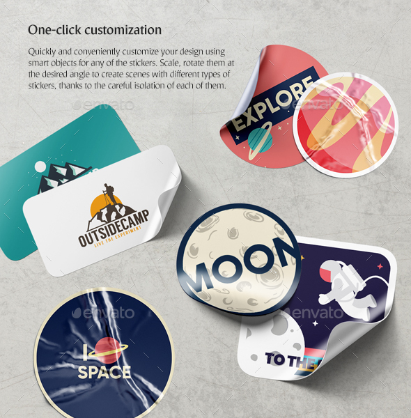 Stickers Mockups Set, Graphics GraphicRiver