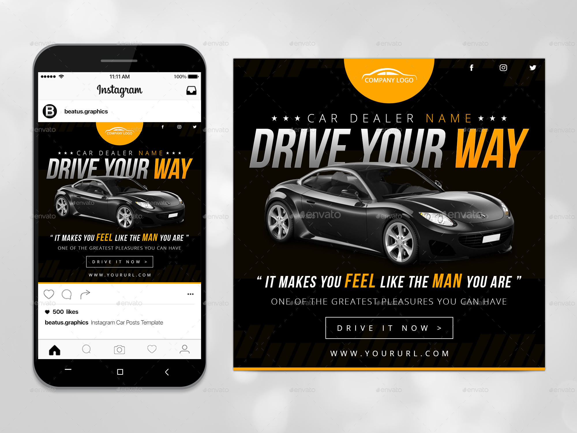 Instagram Car Posts by BeatusGraphics GraphicRiver
