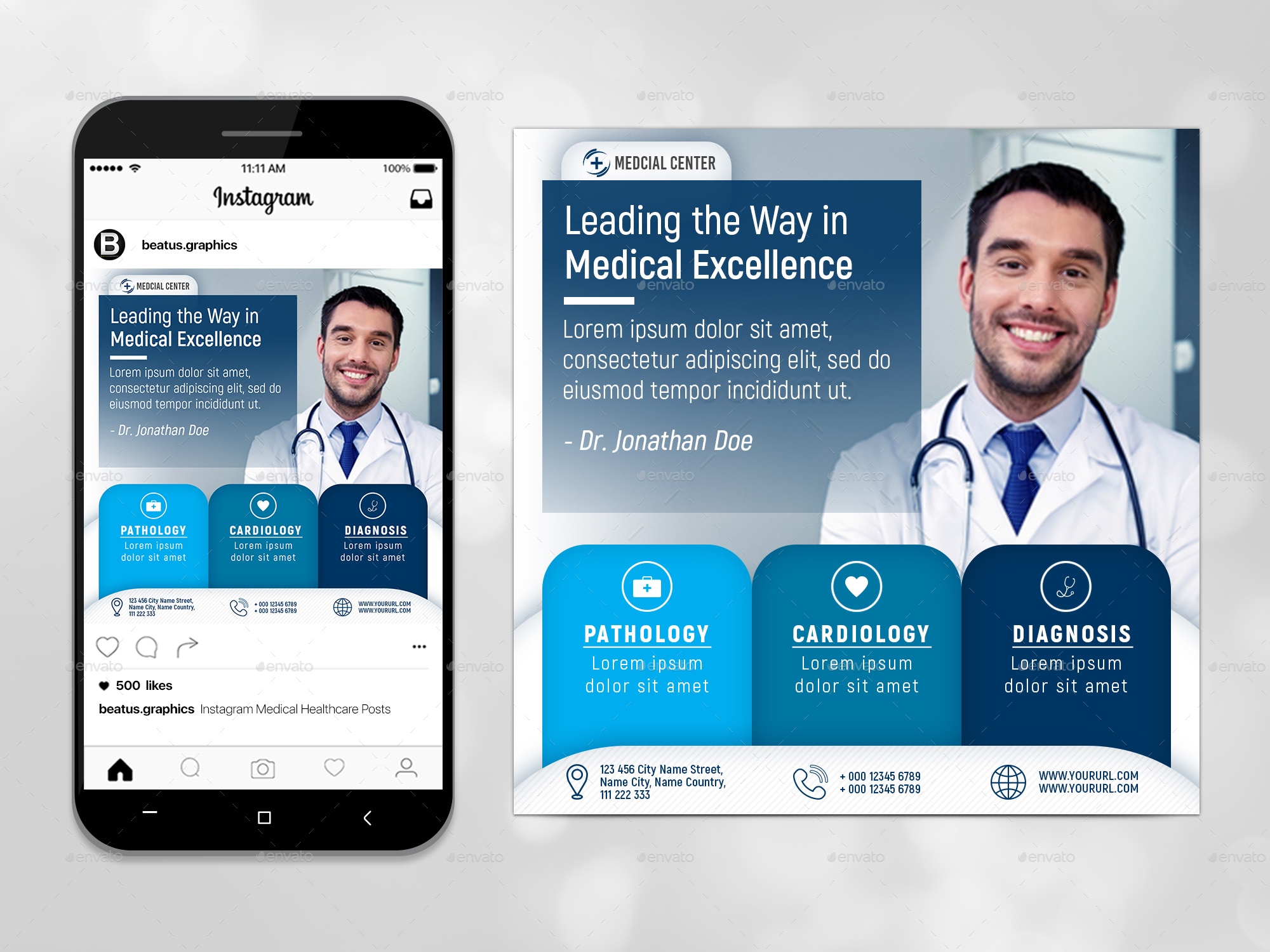 Instagram Medical Healthcare Posts by BeatusGraphics GraphicRiver