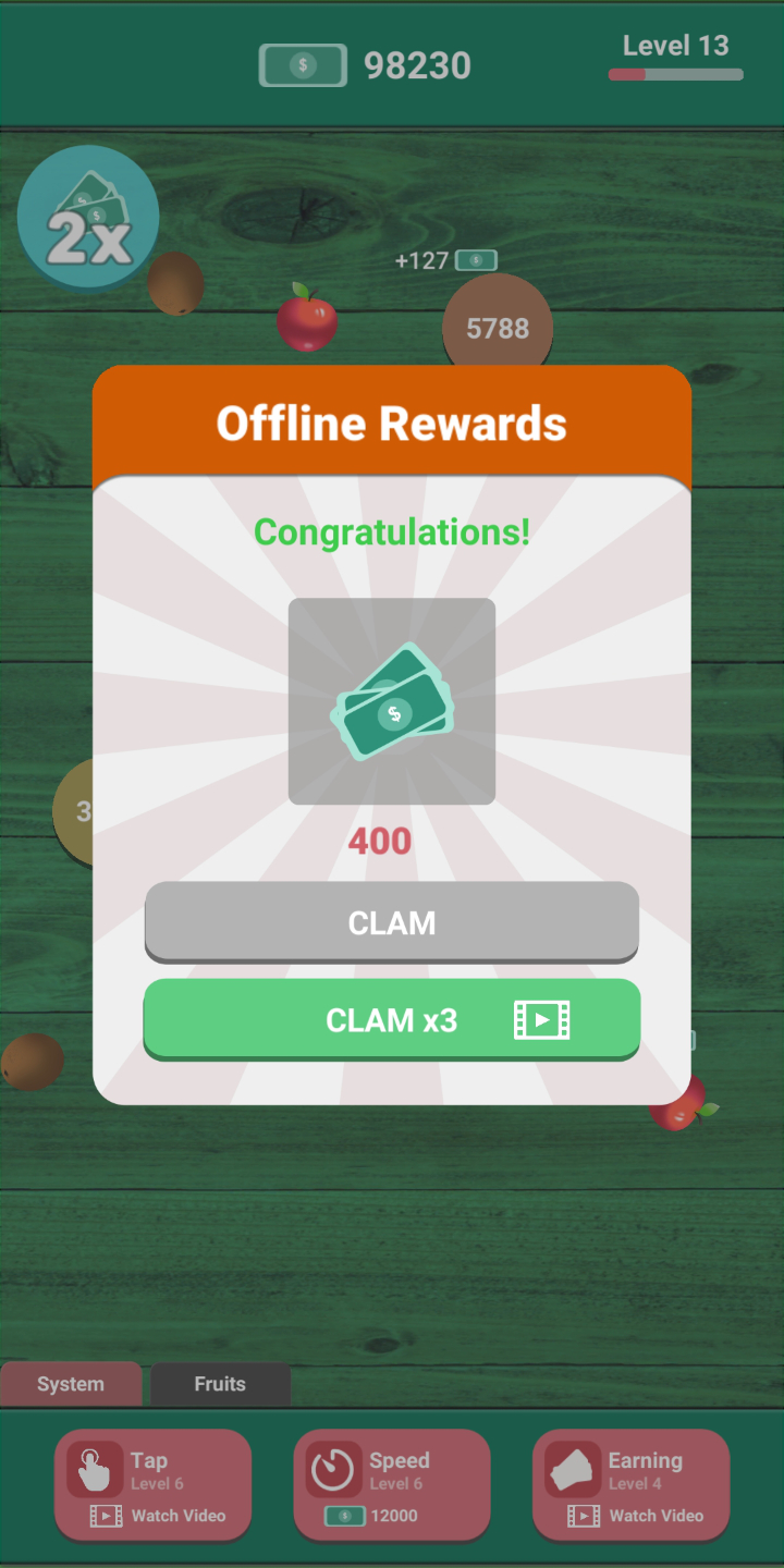 Idle Fruit Clicker Game(Unity Complete + Admob + iOS + Android) by