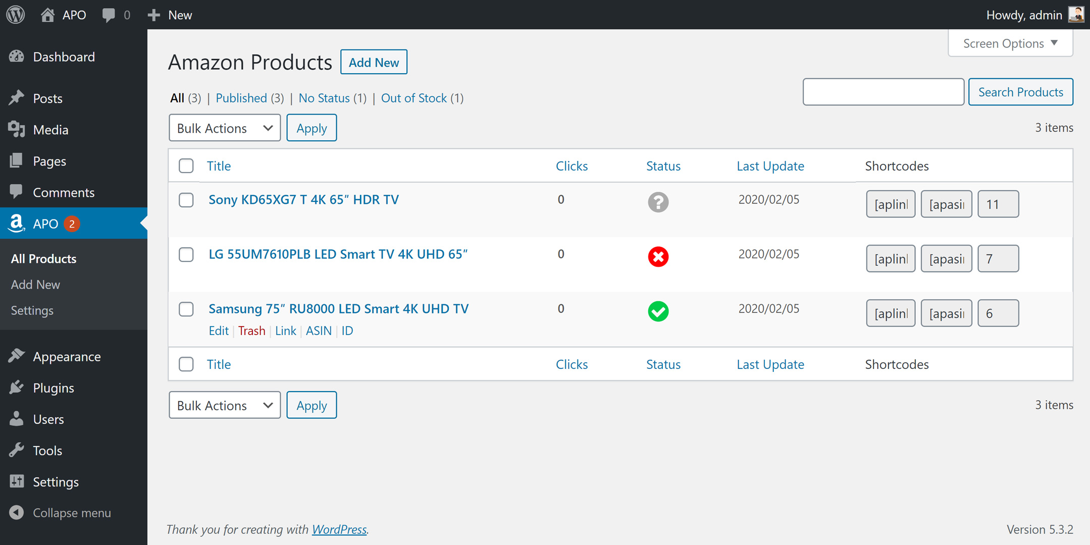 APO Automatic Amazon Affiliate Product Availability Plugin for
