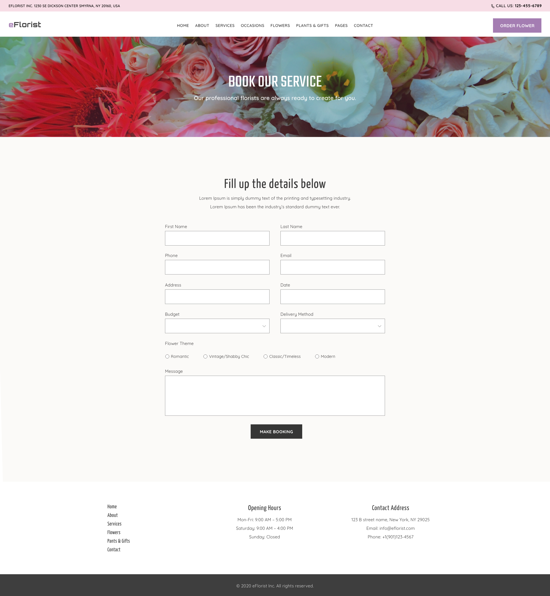 eFlorist Flower Boutique & Decoration Elementor Pro Template Kit by kaththeme