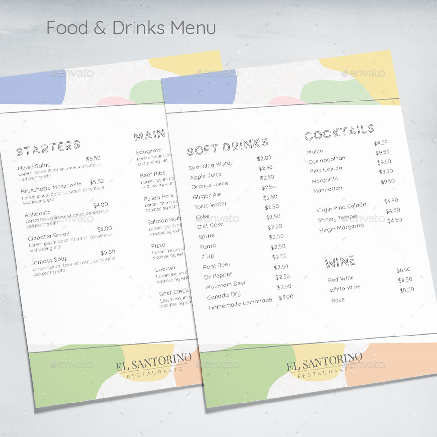 Abstract Pastel Menu, Print Templates GraphicRiver