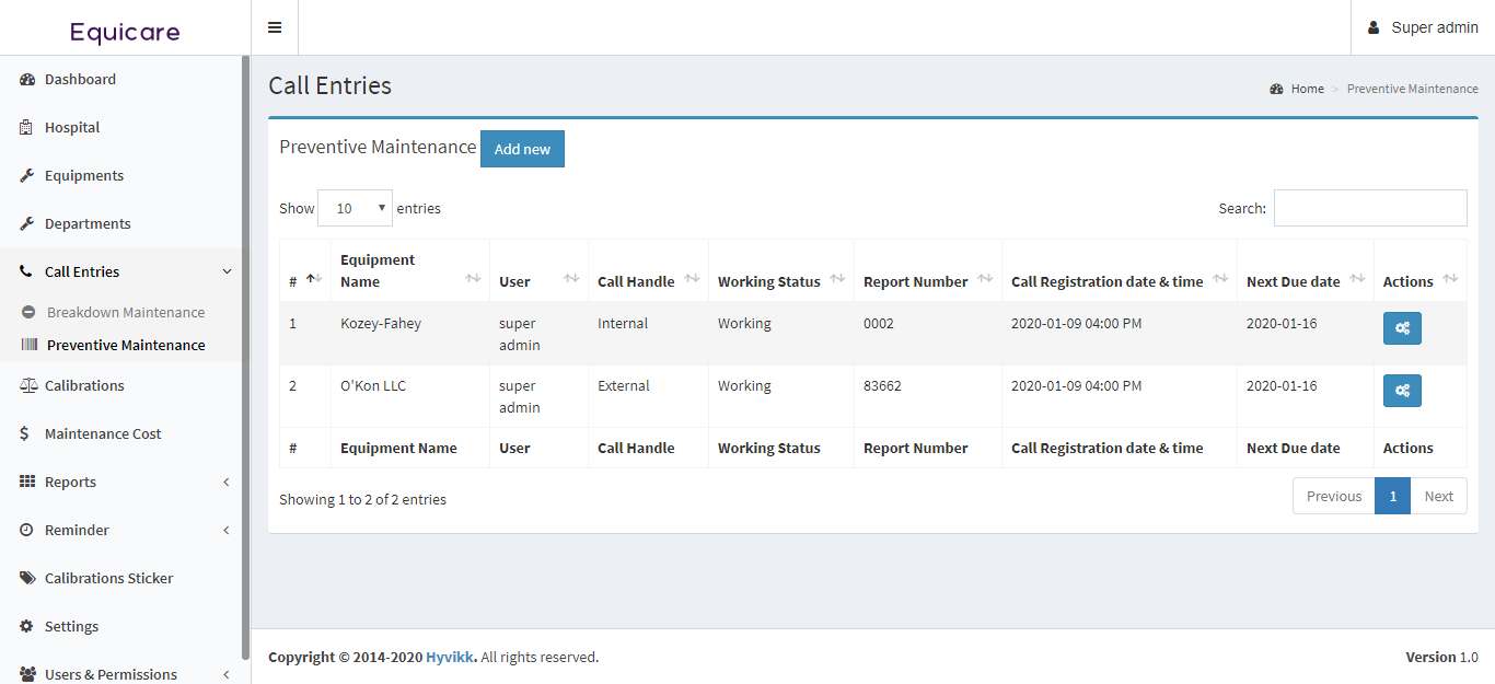Equicare A Medical Equipment Maintenance System by hyvikk CodeCanyon