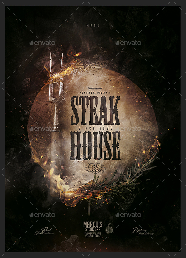 Bar Menu Template Steak House, Print Templates GraphicRiver