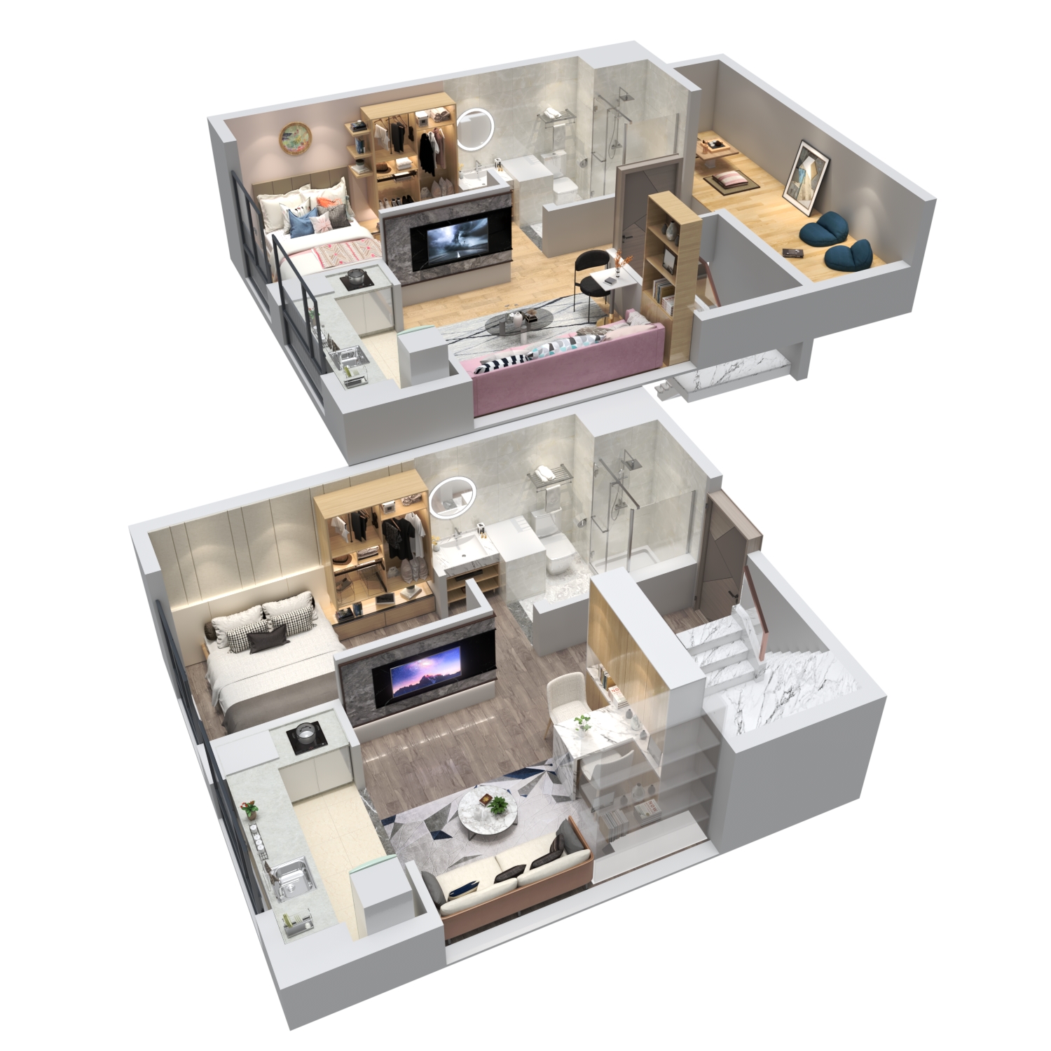 Duplex apartment floorplan Home by zhipenlee 3DOcean