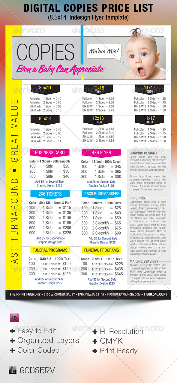 Digital Printing Price List Flyer Template by Godserv GraphicRiver