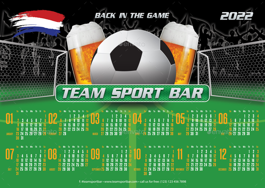 Team Sport Bar Calendar 2021 2022 Template by 21min GraphicRiver